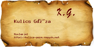 Kulics Géza névjegykártya
